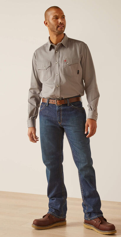 FR Solid Classic Fit Snap Work Shirt Full